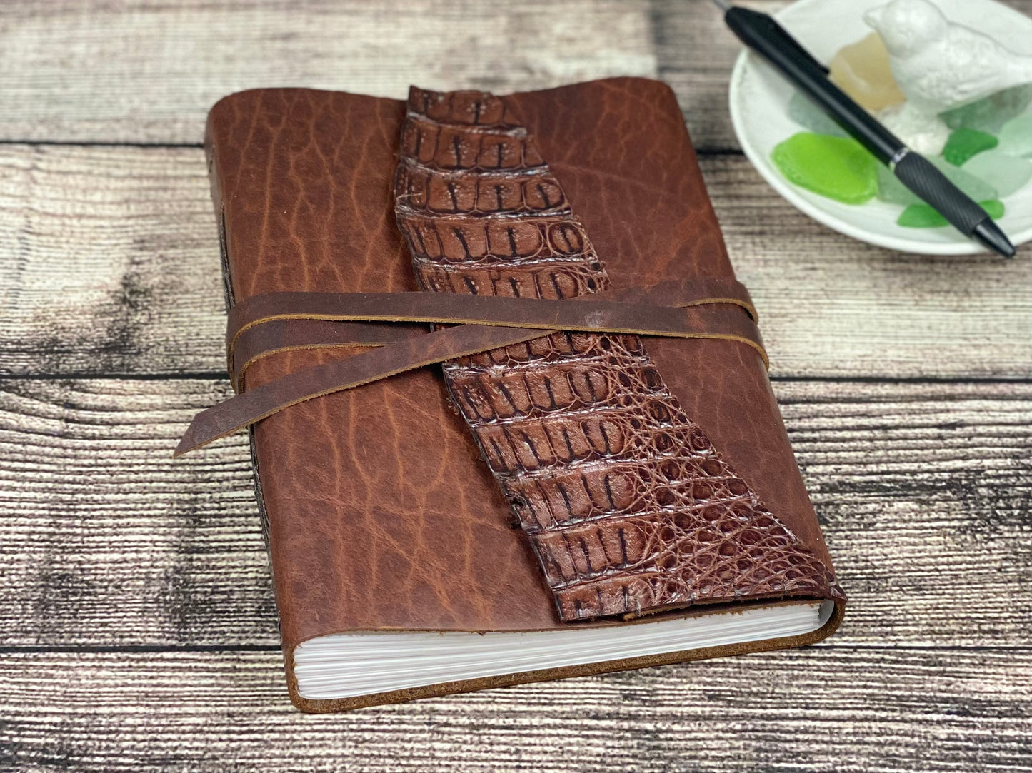 Large Leather Journal - Bison and Caiman