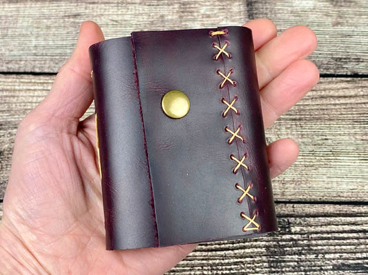 Mini Journal - Aubergine cowhide