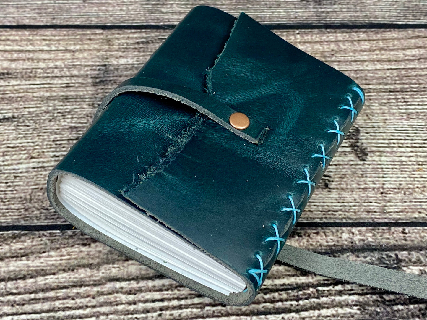 Mini Journal - Peacock cowhide