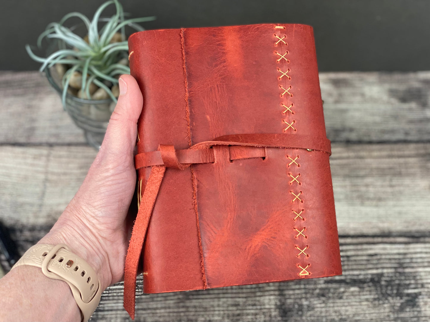 7x5 Sketchbook Journal in Red Bison with pen loop