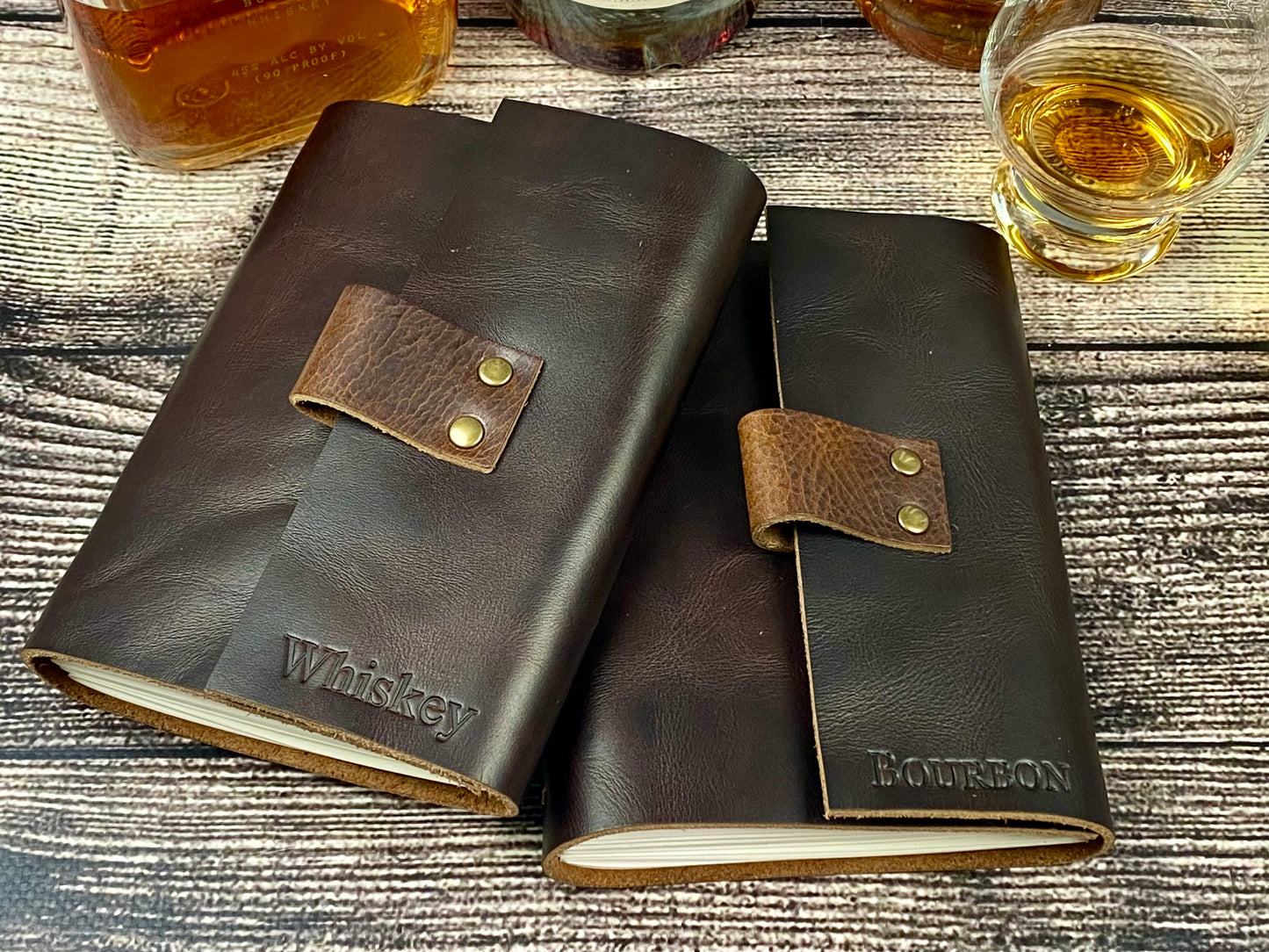 Whiskey or Bourbon Journal, Leather Notebook