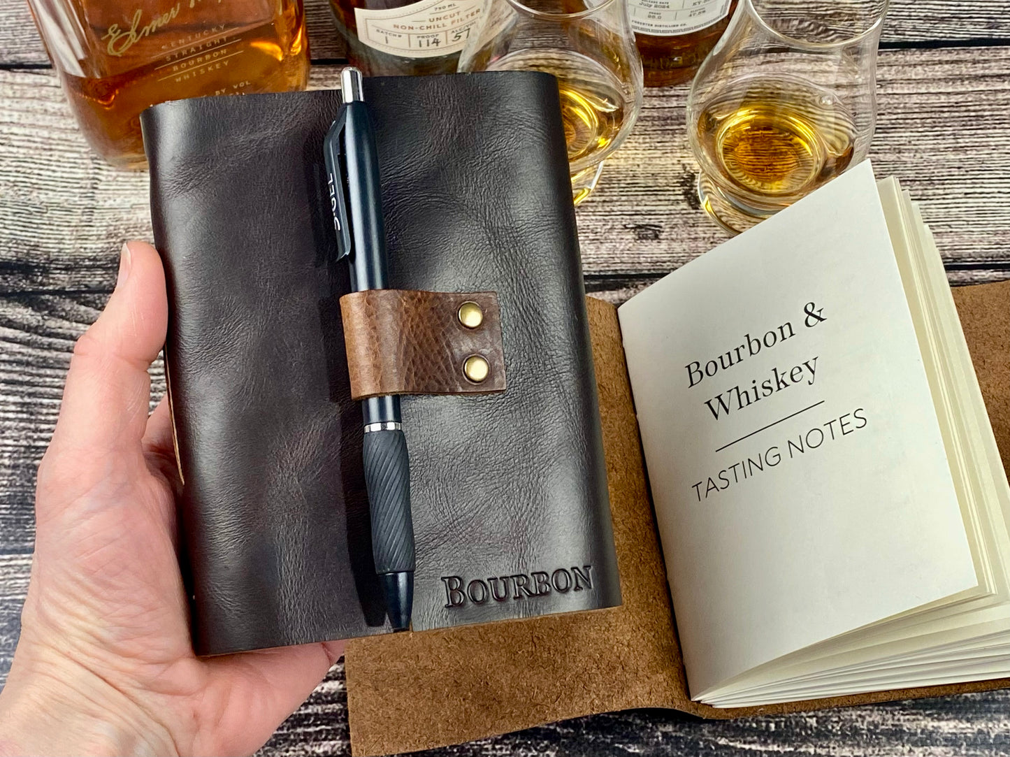 Whiskey or Bourbon Journal, Leather Notebook