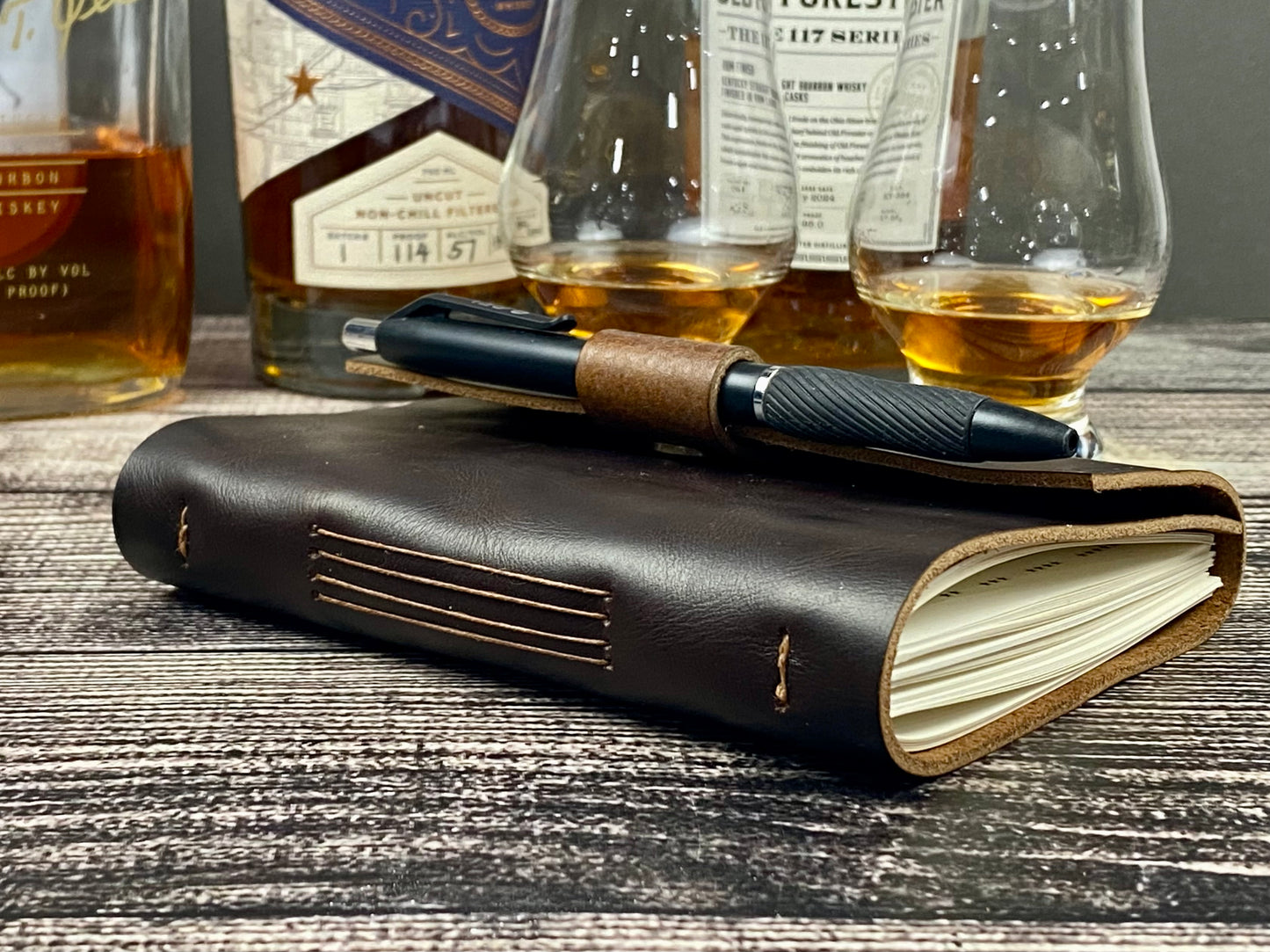 Whiskey or Bourbon Journal, Leather Notebook