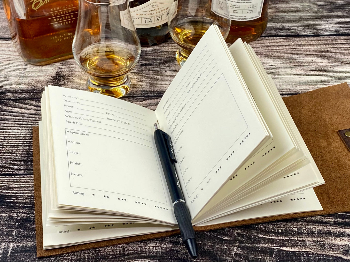 Whiskey or Bourbon Journal, Leather Notebook