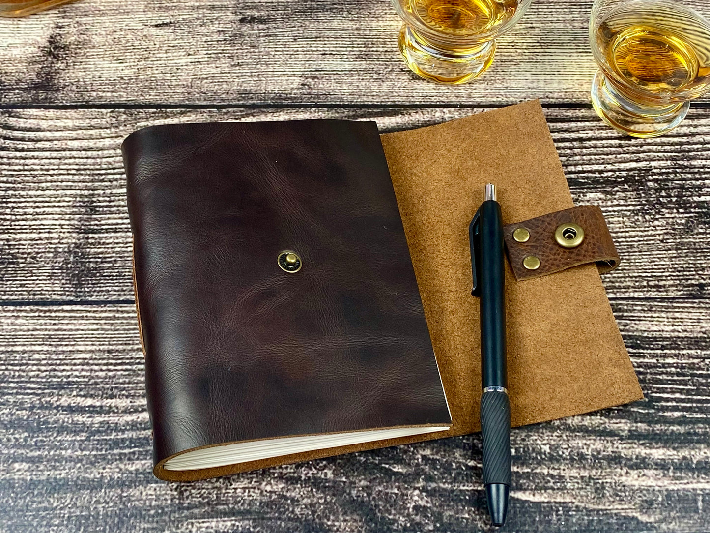 Whiskey or Bourbon Journal, Leather Notebook