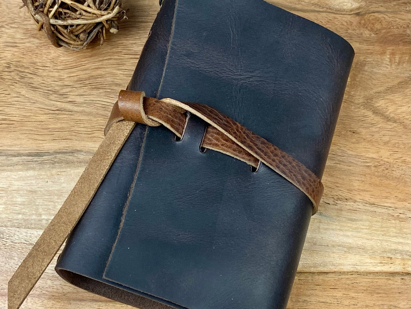 Pocket Refillable Journal in Espresso Leather