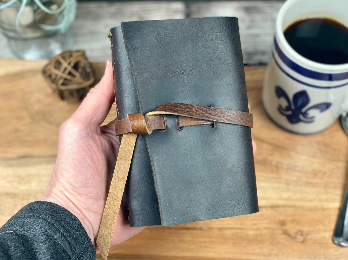 Pocket Refillable Journal in Espresso Leather