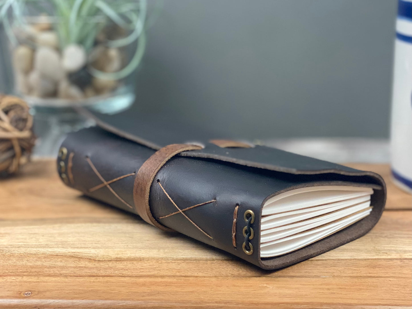 Pocket Refillable Journal in Espresso Leather