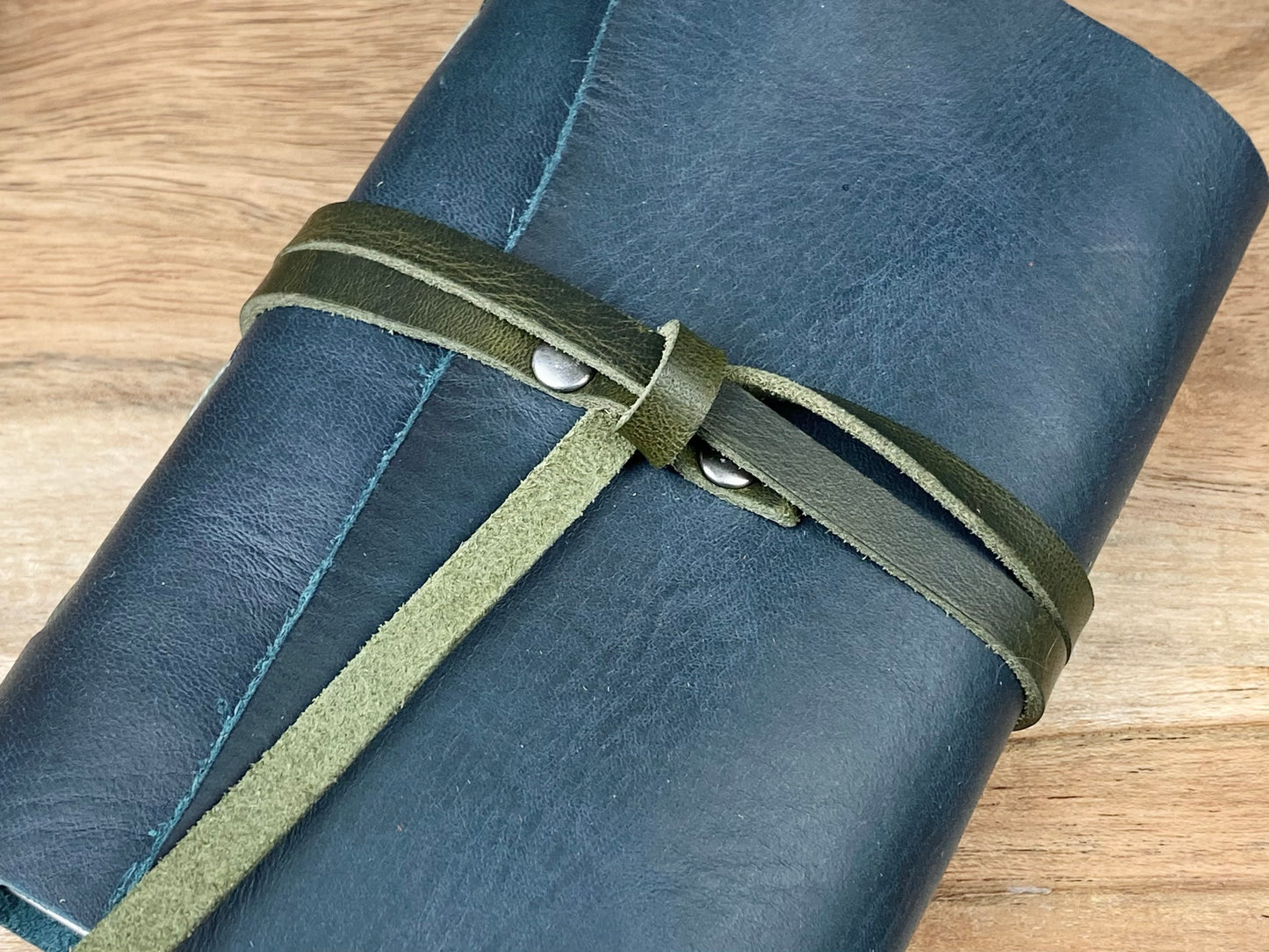 Pocket Refillable Journal in Dark Teal Leather