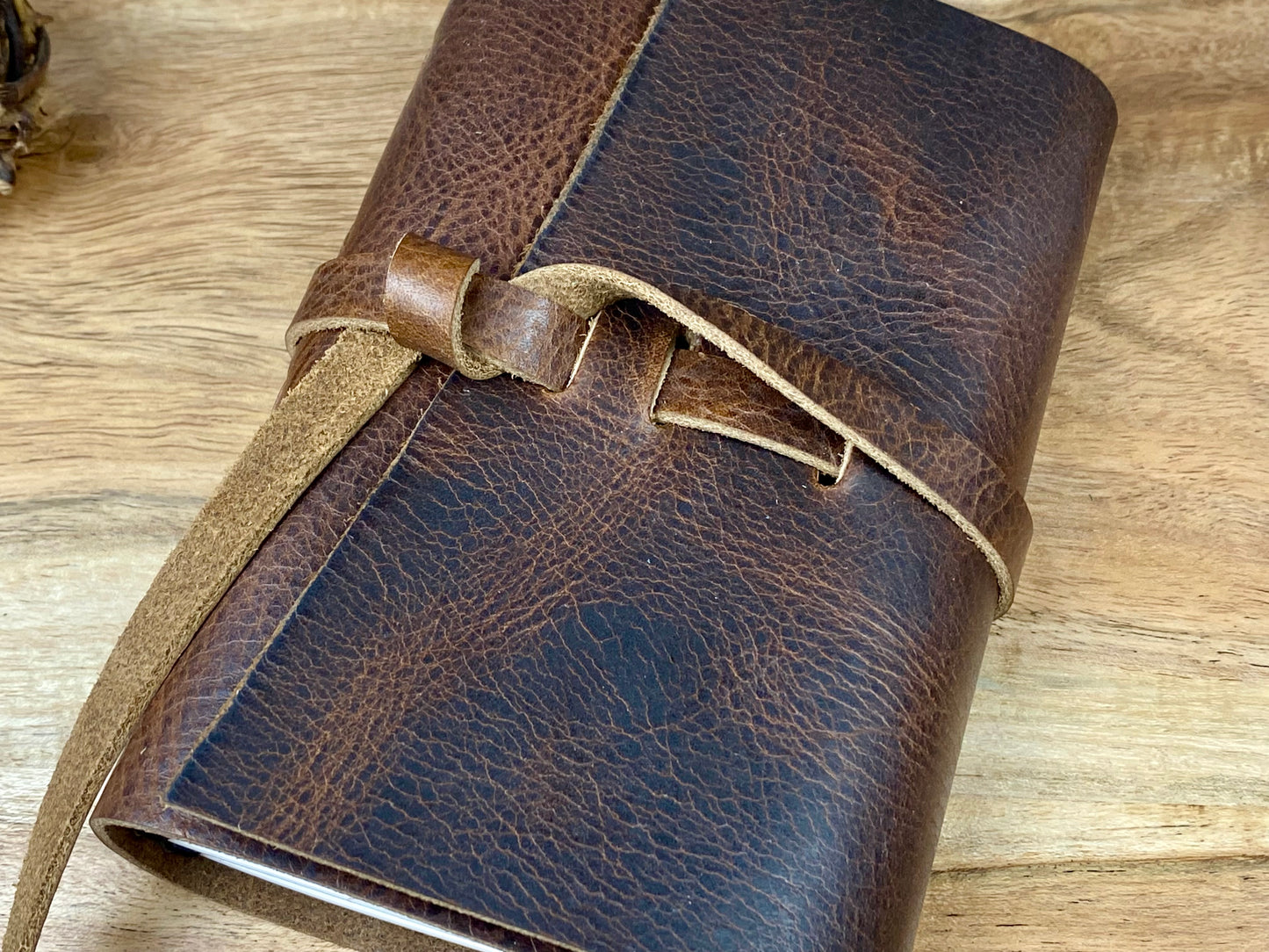 Pocket Refillable Journal in Saddle Brown Leather