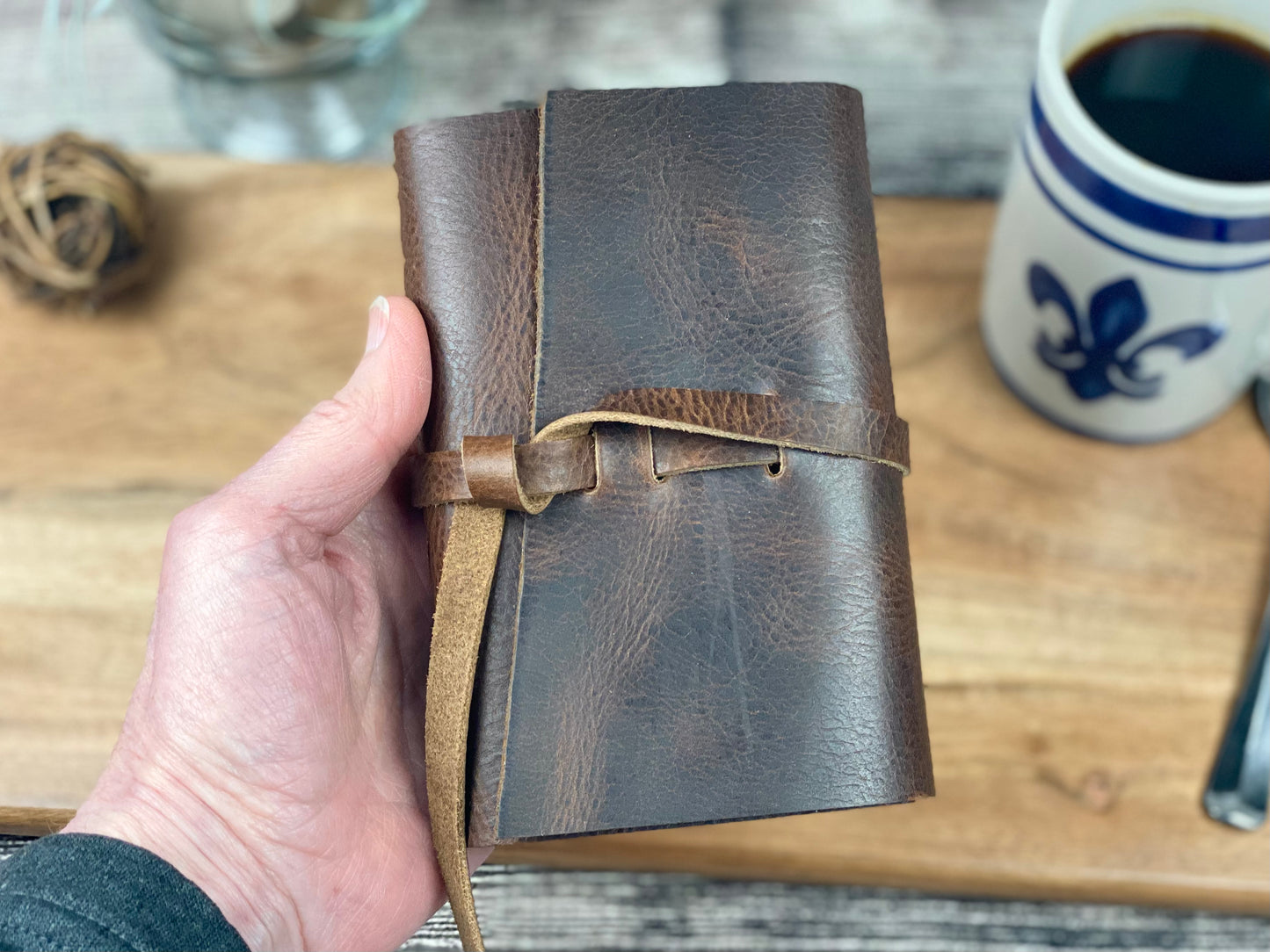 Pocket Refillable Journal in Saddle Brown Leather