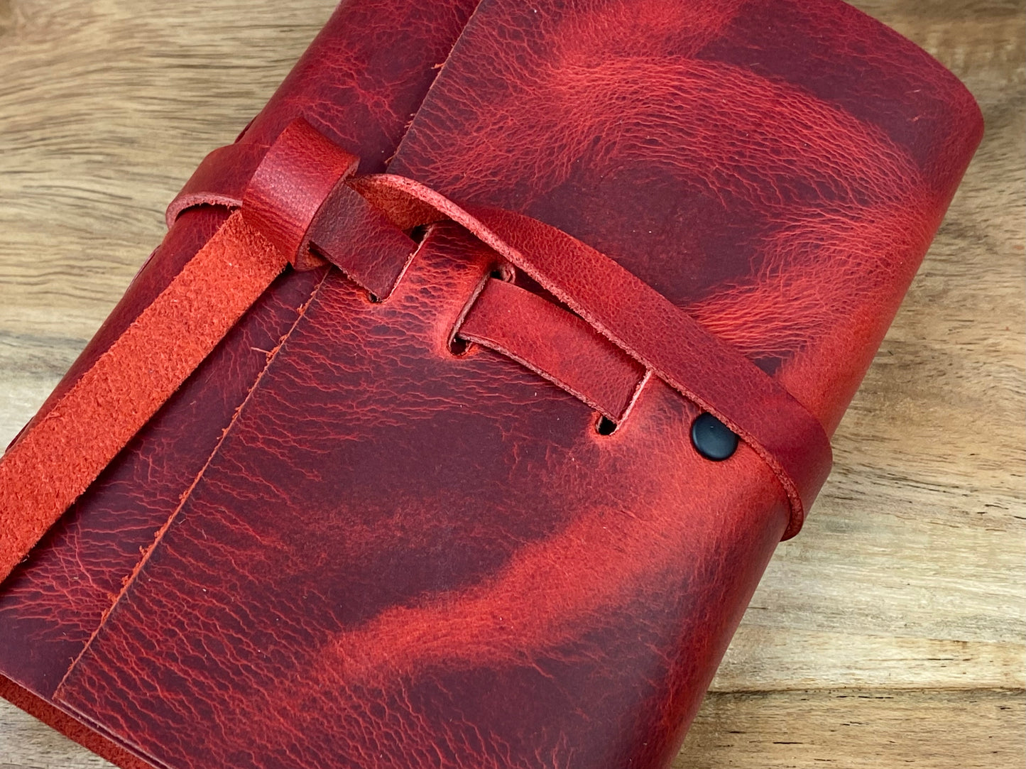 Pocket Refillable Journal in Red Leather