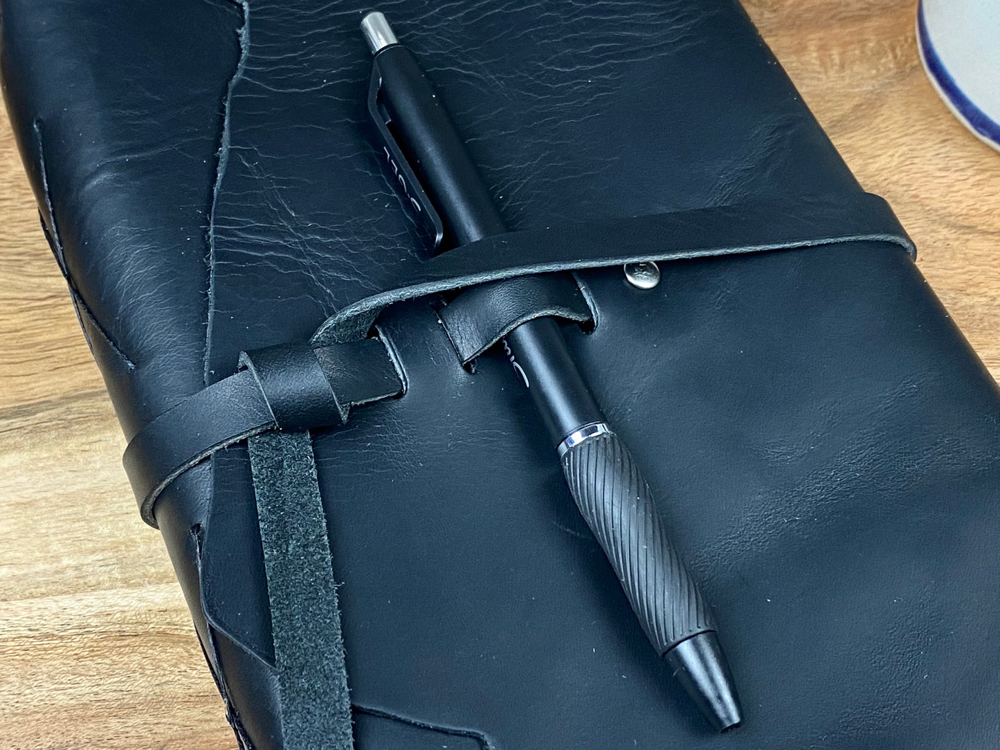 Large Refillable Journal in Black Leather