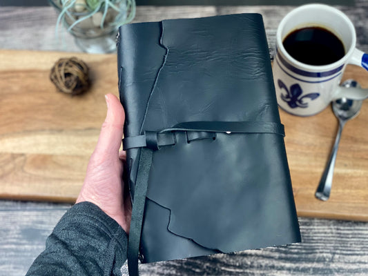 Large Refillable Journal in Black Leather