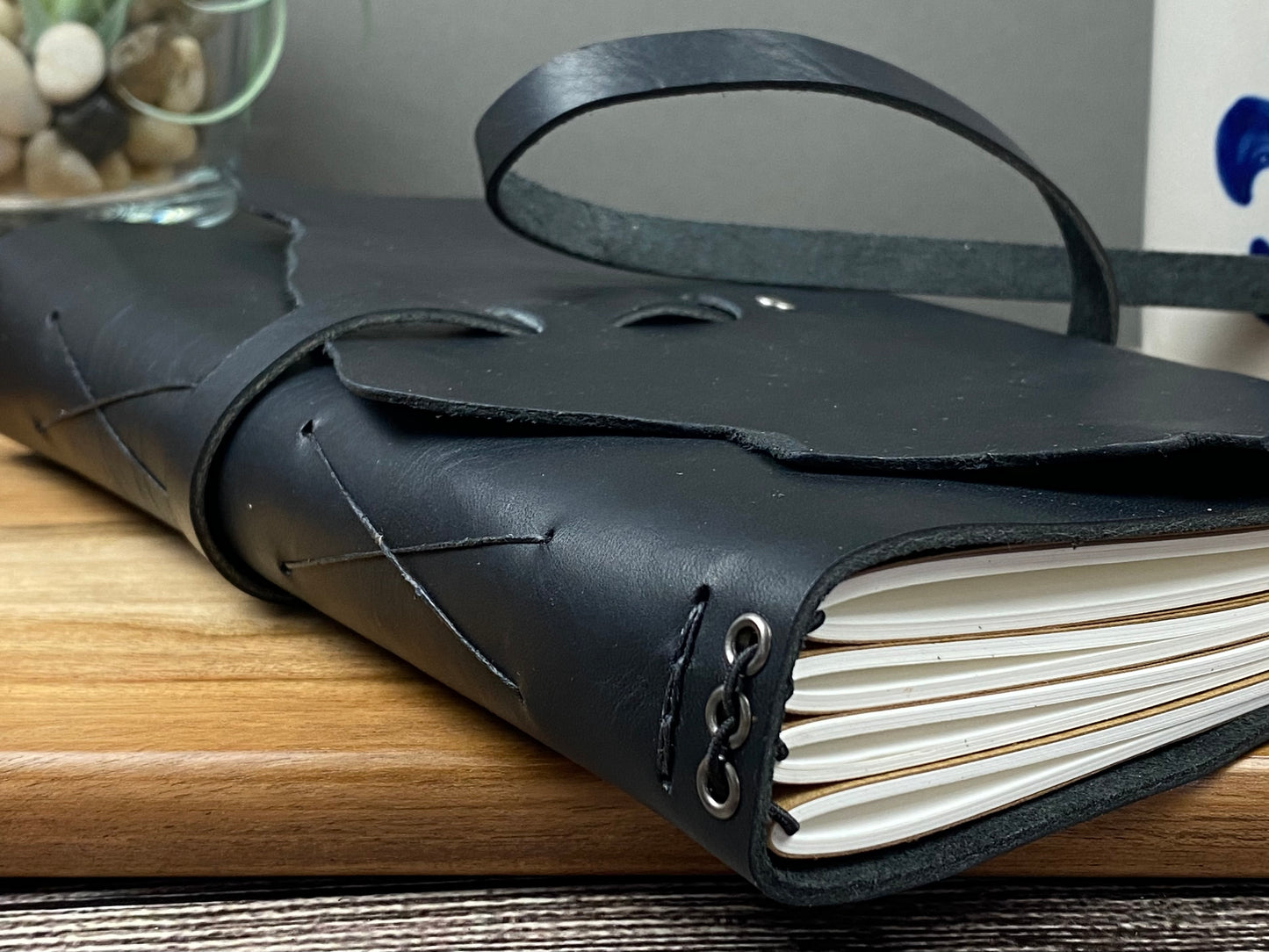 Large Refillable Journal in Black Leather