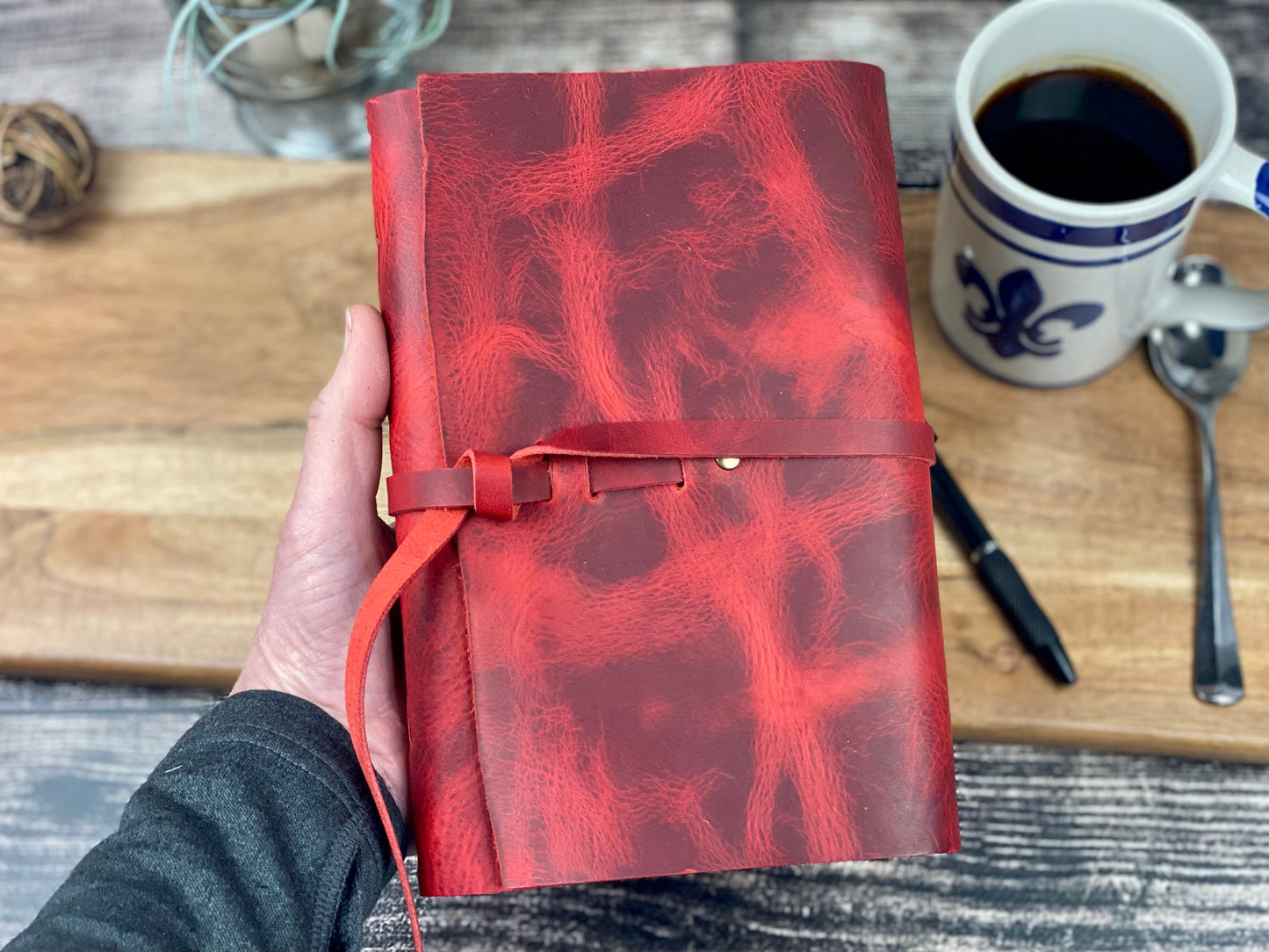 Large Refillable Journal in Red Leather