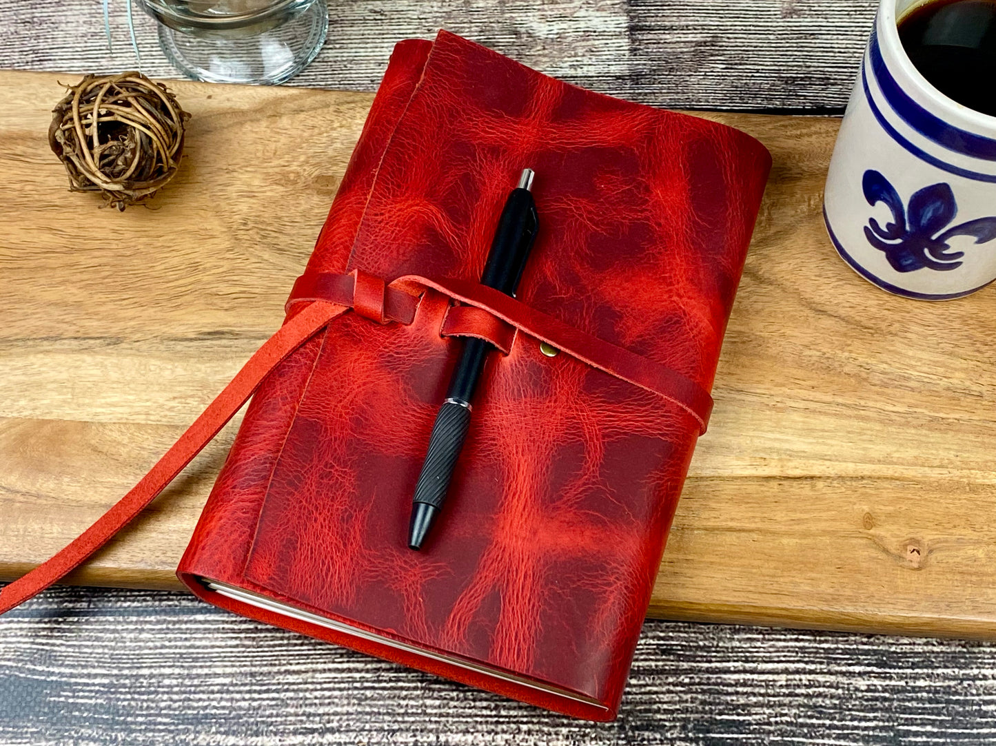 Large Refillable Journal in Red Leather