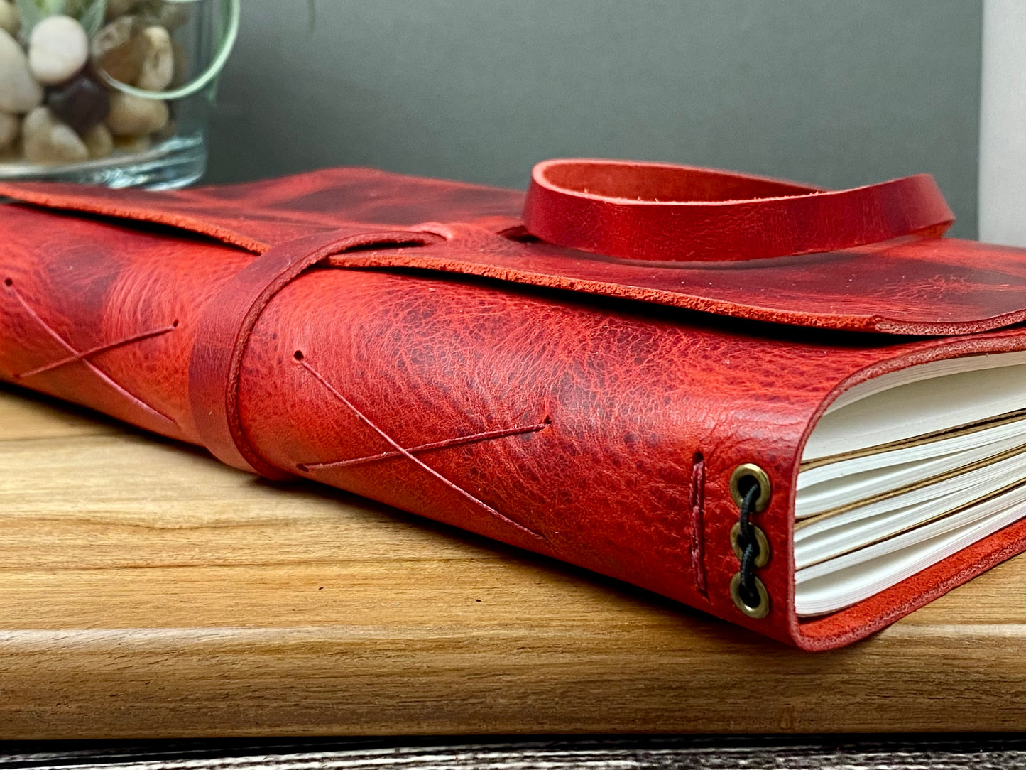 Large Refillable Journal in Red Leather