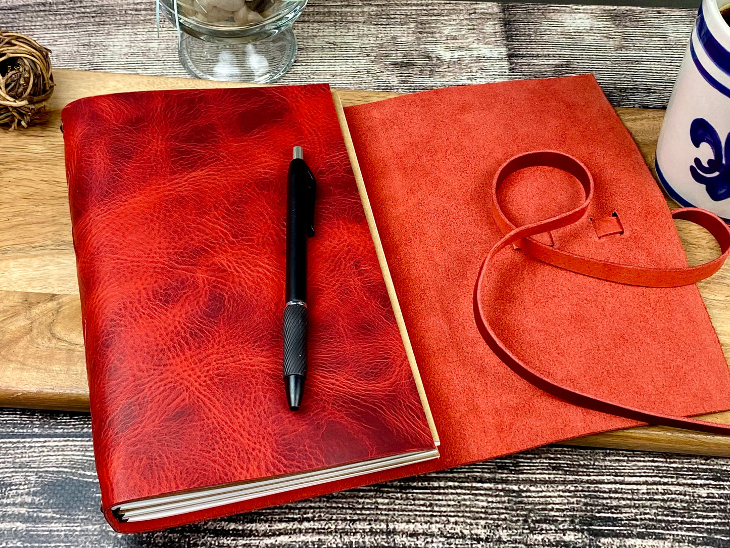 Large Refillable Journal in Red Leather