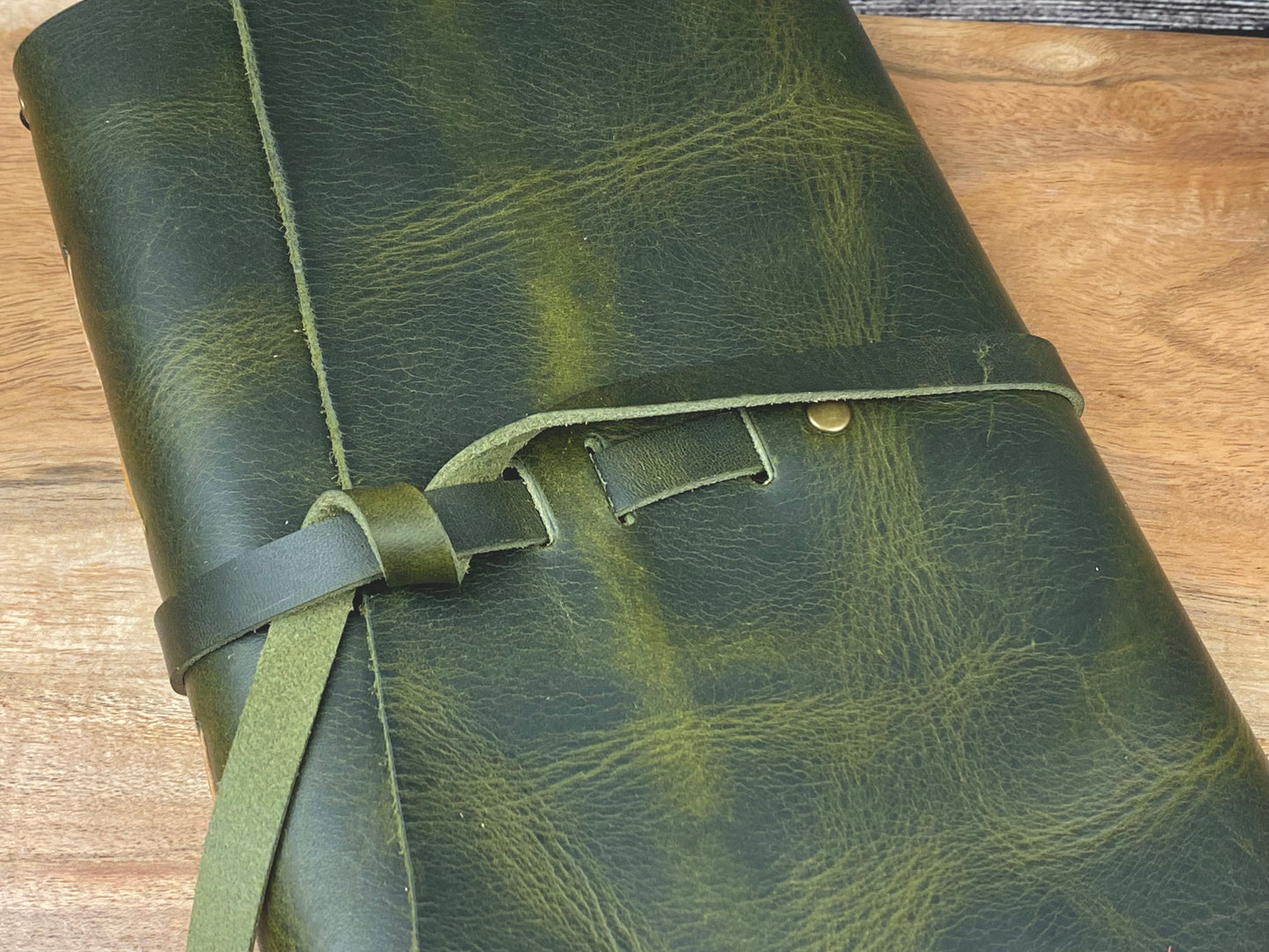 Large Refillable Journal in Olive Leather