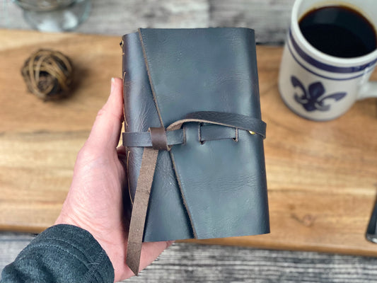 Pocket Refillable Journal in Espresso Leather