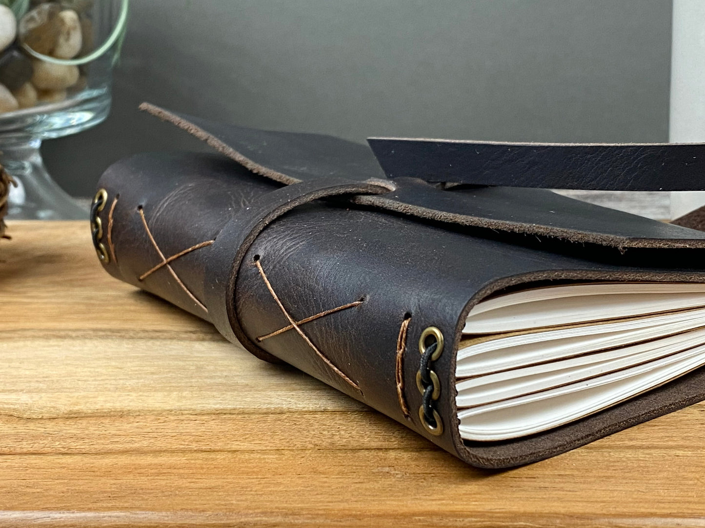 Pocket Refillable Journal in Espresso Leather