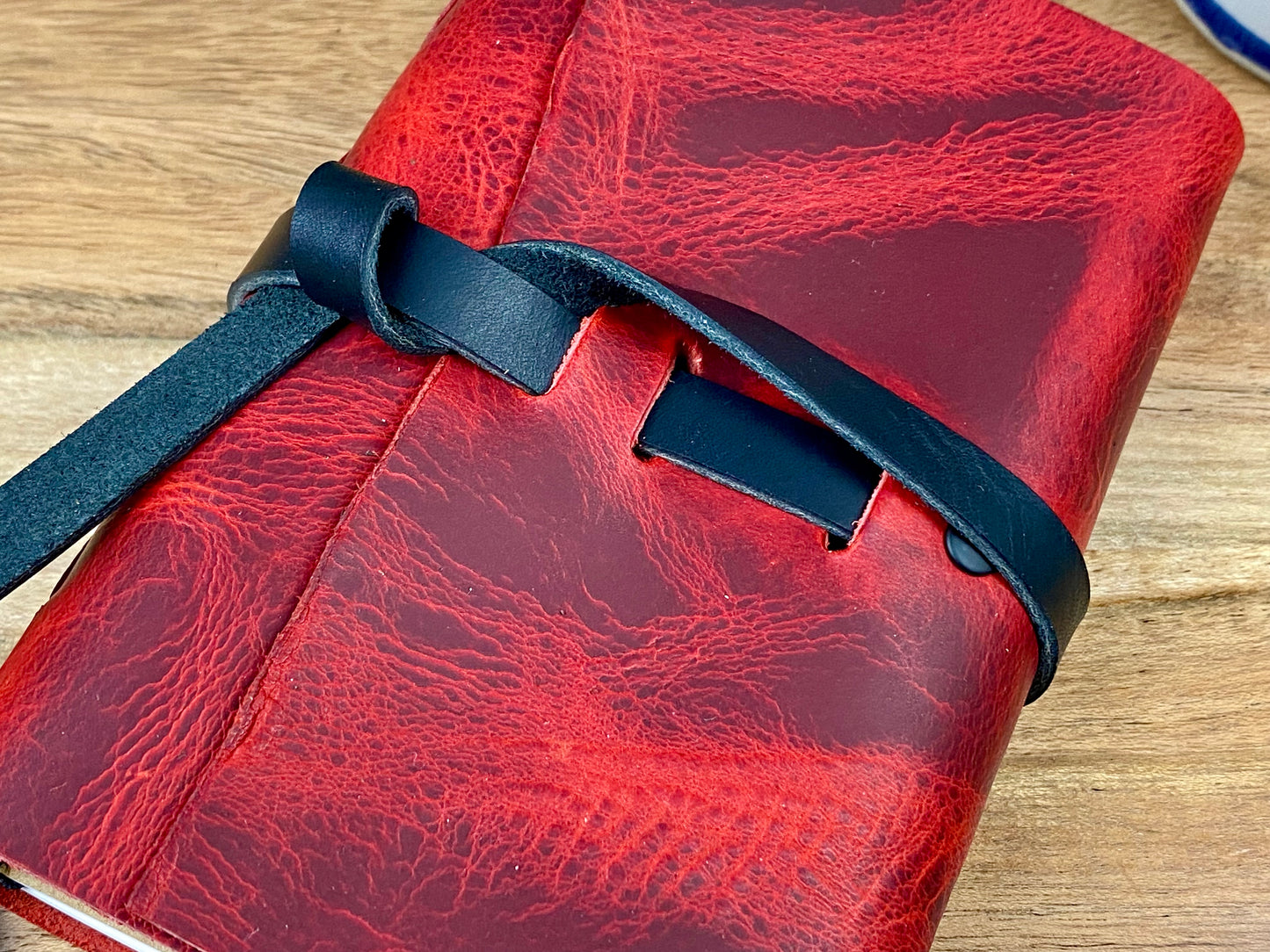 Pocket Refillable Journal in Red Leather