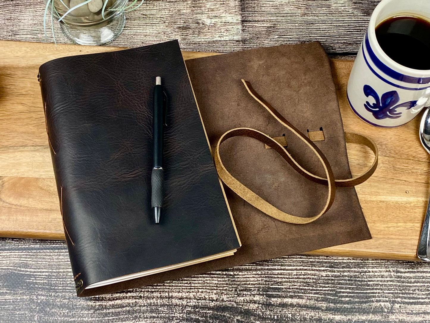 Large Refillable Journal in Espresso Leather