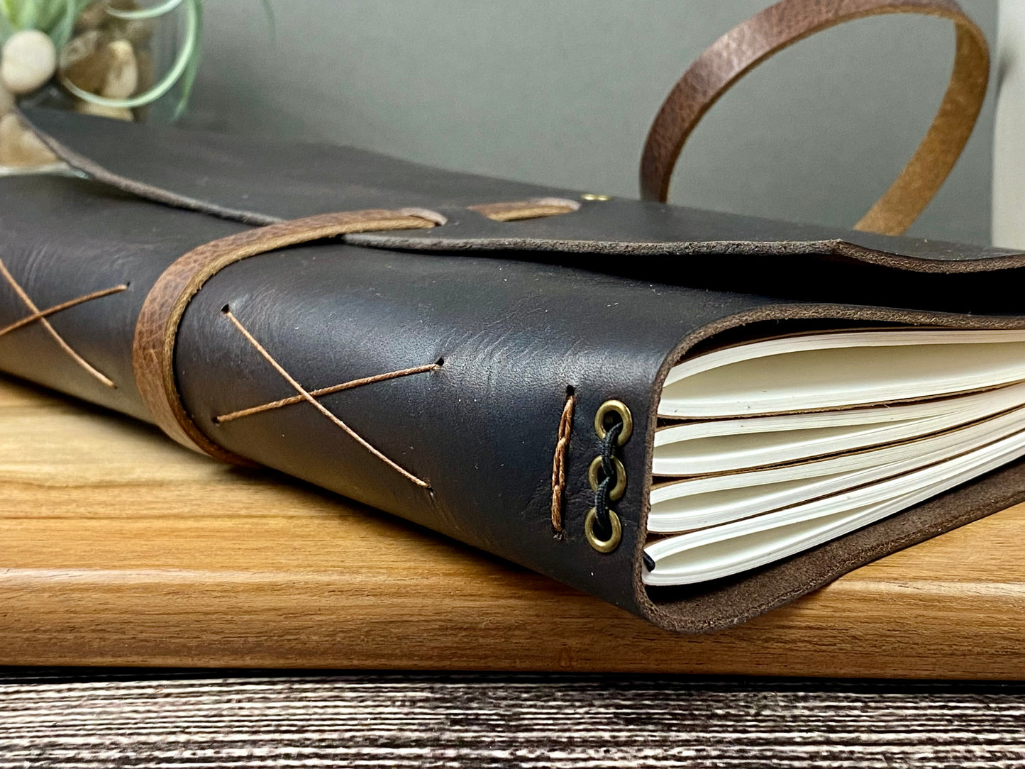 Large Refillable Journal in Espresso Leather