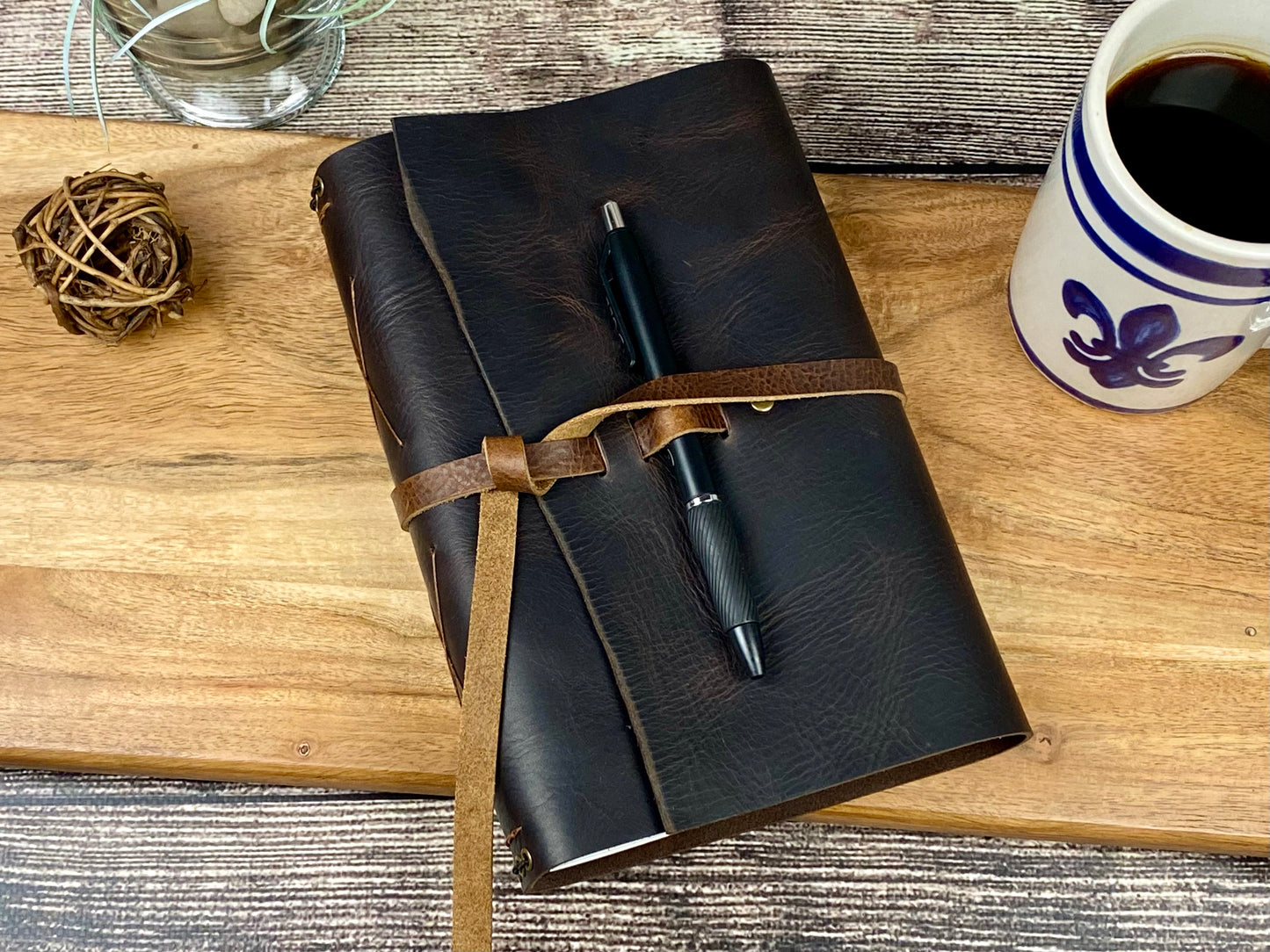 Large Refillable Journal in Espresso Leather