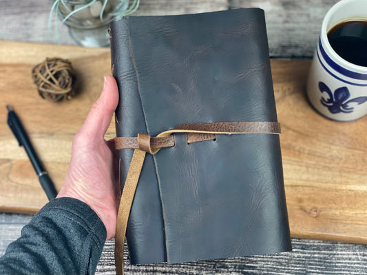 Large Refillable Journal in Espresso Leather