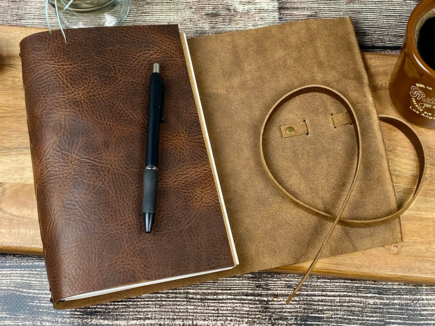 Large Refillable Journal in Saddle Brown Leather