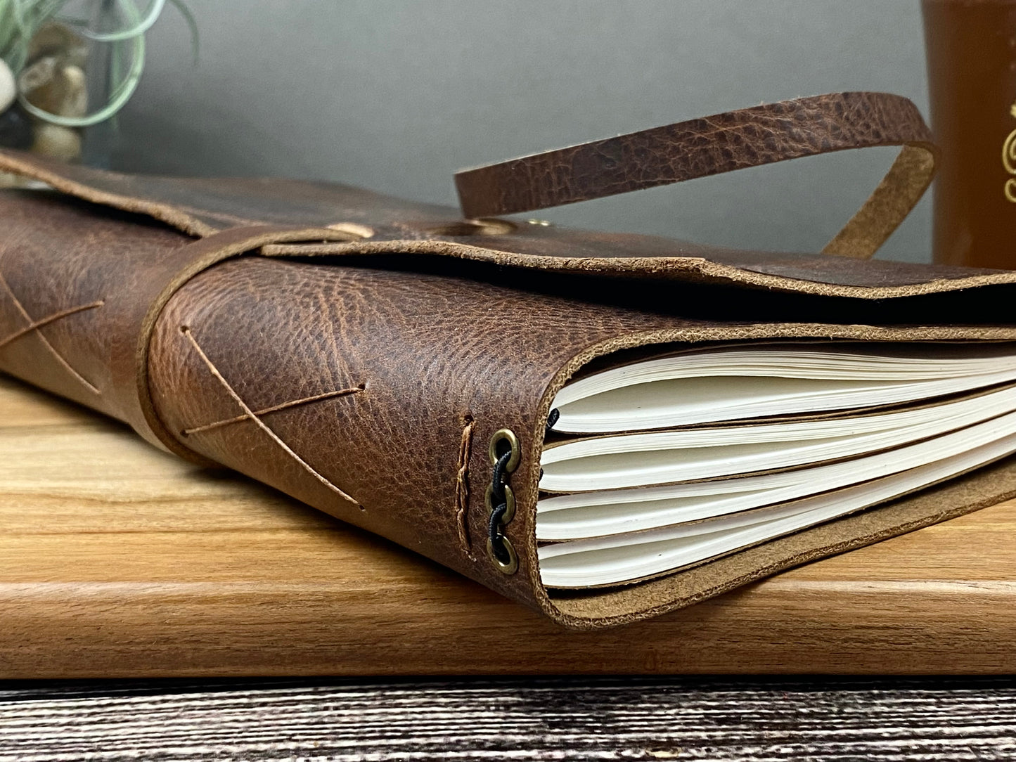 Large Refillable Journal in Saddle Brown Leather