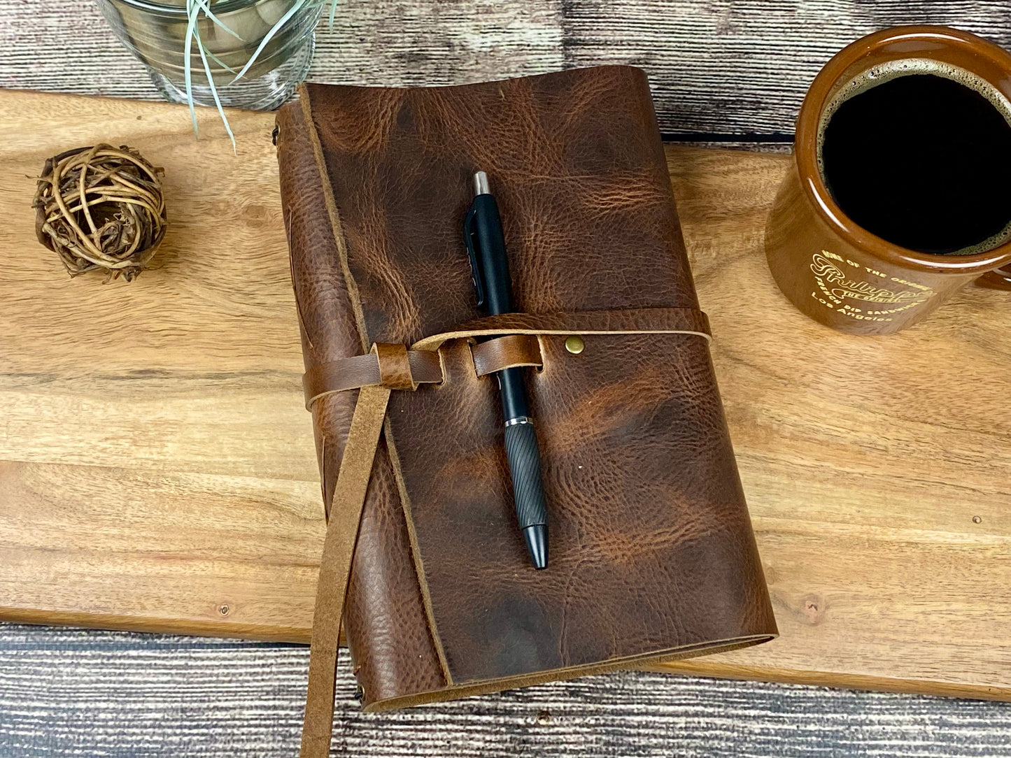 Large Refillable Journal in Saddle Brown Leather