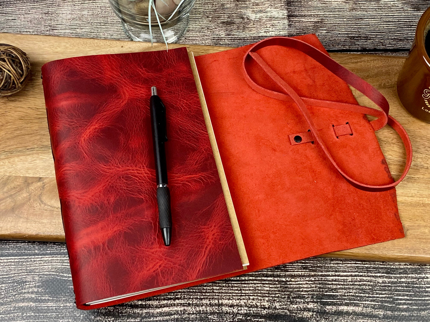 Large Refillable Journal in Red Leather