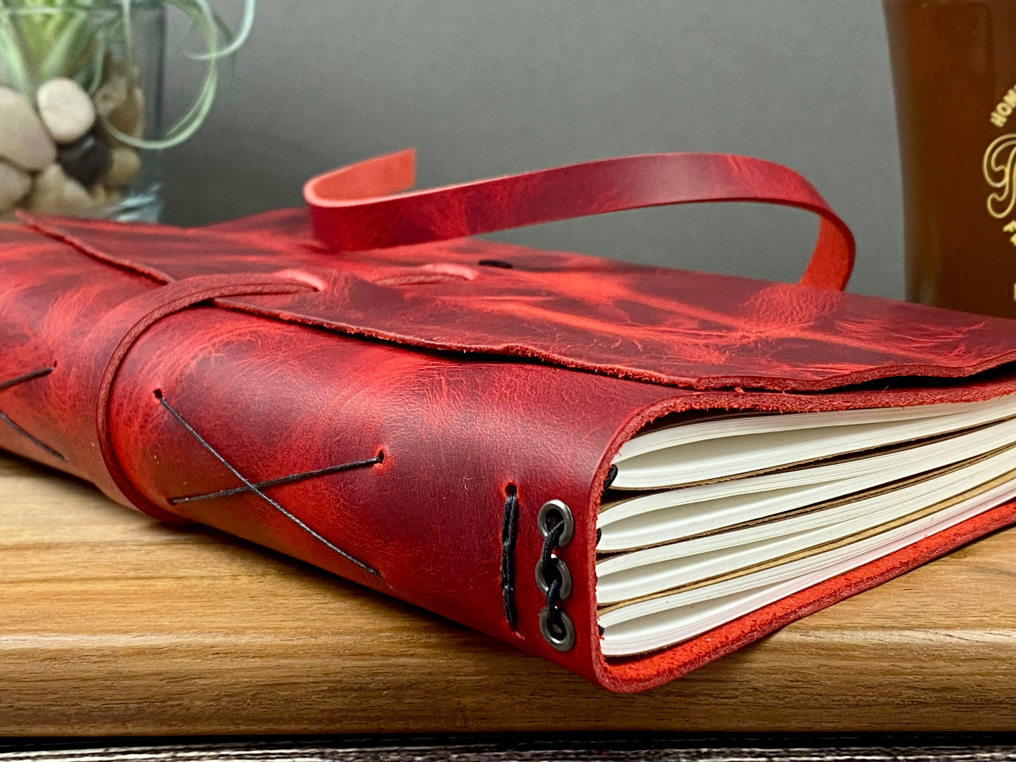 Large Refillable Journal in Red Leather