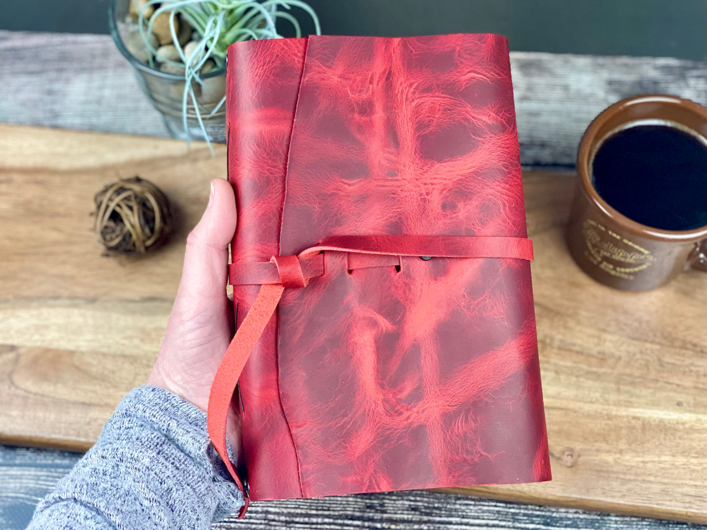 Large Refillable Journal in Red Leather