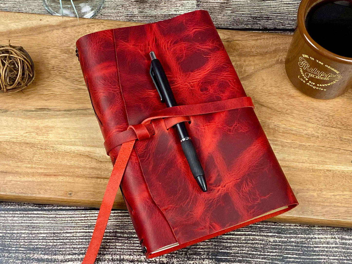 Large Refillable Journal in Red Leather