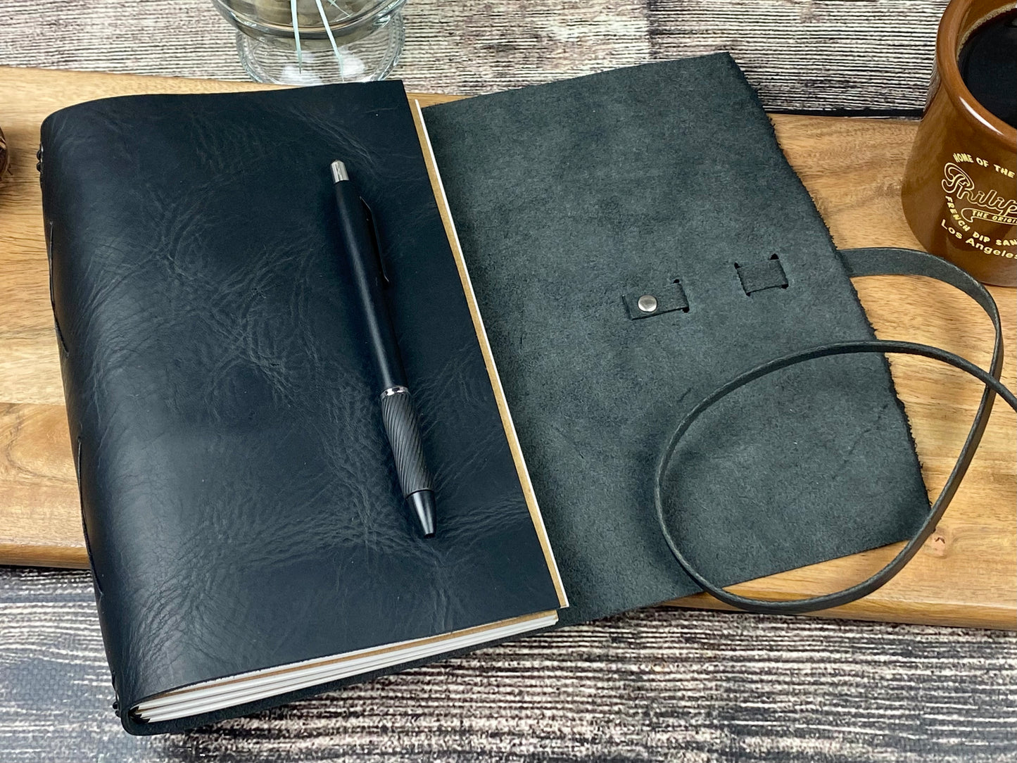 Large Refillable Journal in Black Leather