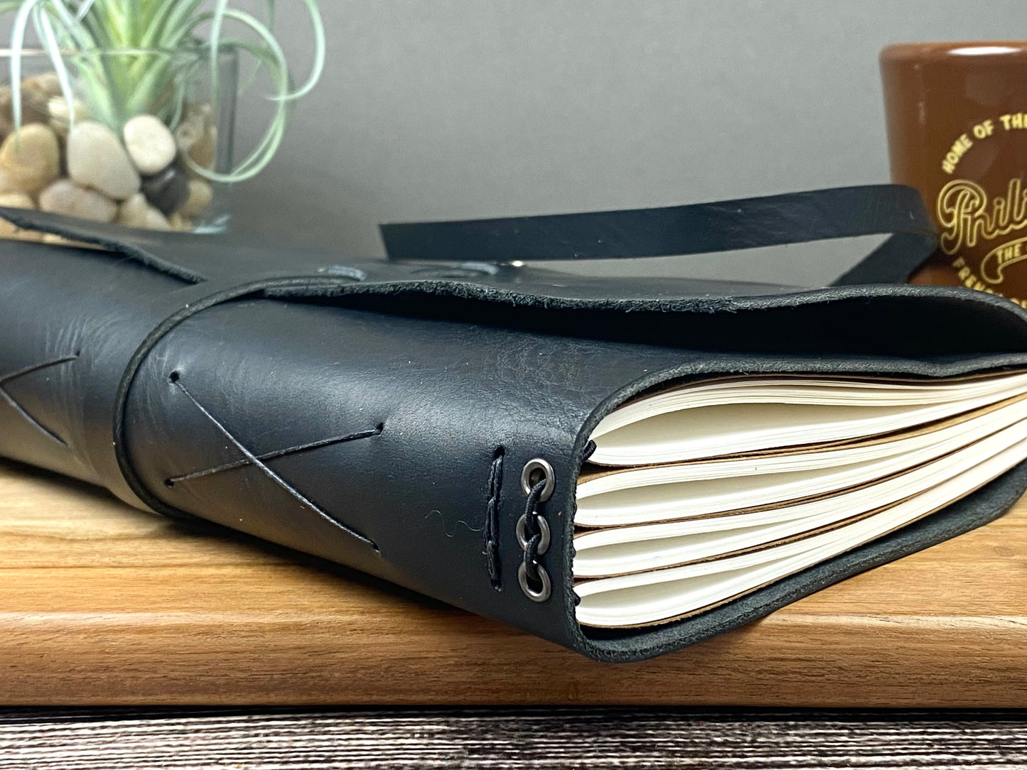 Large Refillable Journal in Black Leather