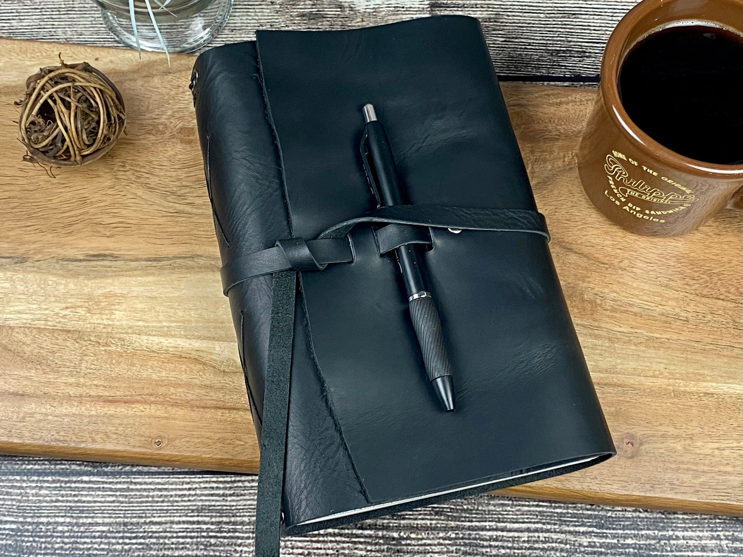 Large Refillable Journal in Black Leather