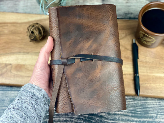 Large Refillable Journal in Saddle Brown Leather