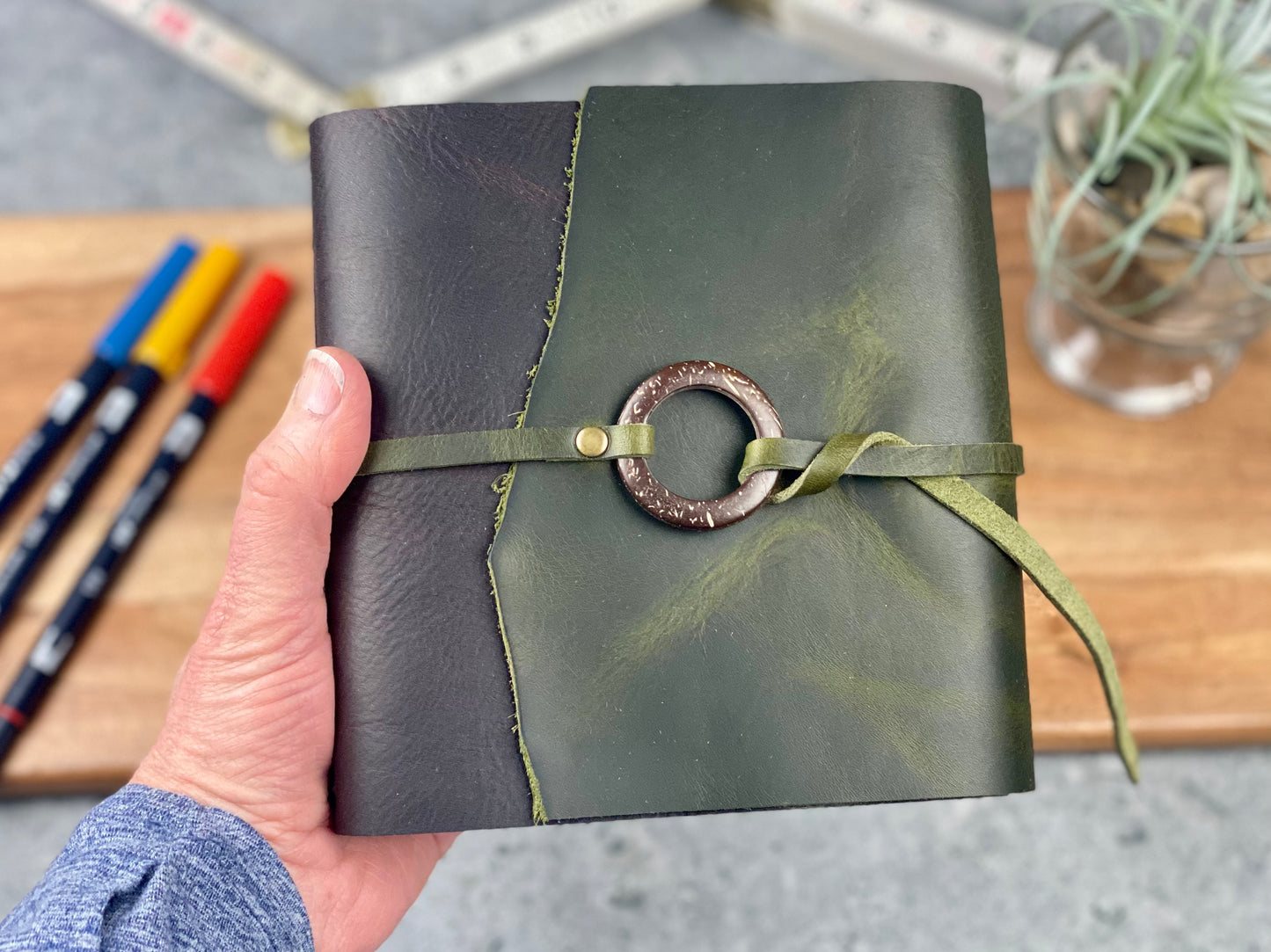 Watercolor Sketchbook / Art Journal in Olive and Espresso