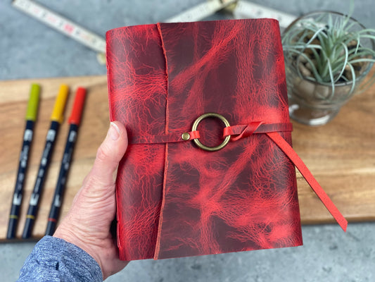 Large Watercolor Sketchbook / Art Journal in Vivid Red