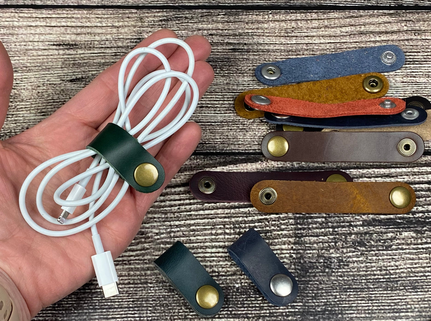 Leather Cord Keepers - Set of 3