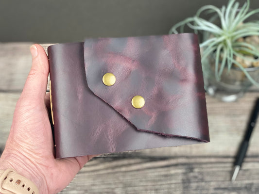 Leather Travel Sketchbook - Aubergine Cowhide with strap