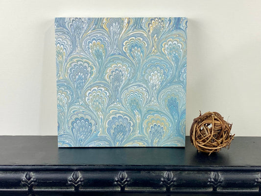 Original 6x6 Marbled Wall Art "Peacock Strut"