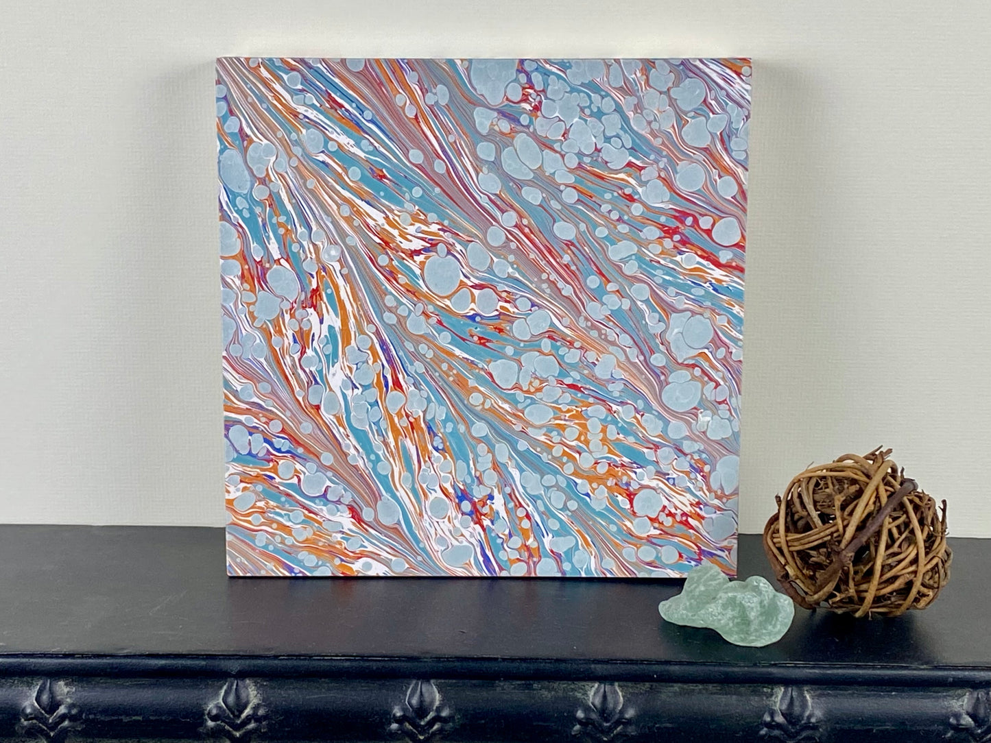 Original 6x6 Marbled Wall Art "Go With the Flow"