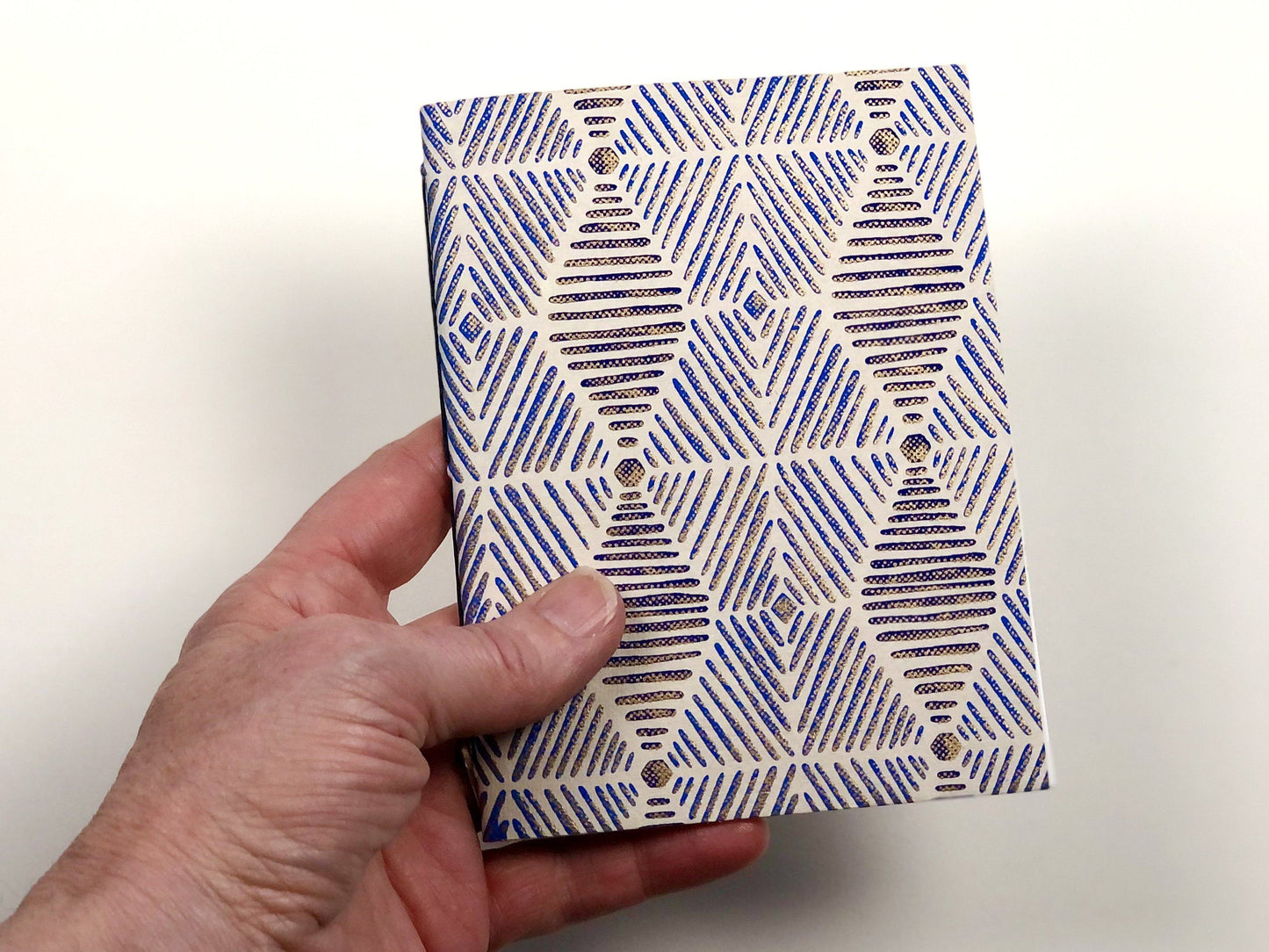 Handbound Jotter Notebook jotter Scroll & Ink Blue Geometric 