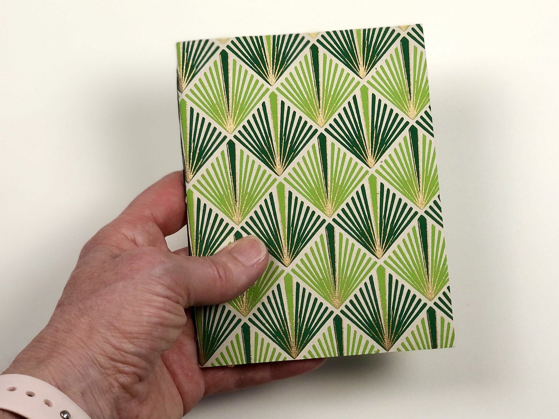 Handbound Jotter Notebook jotter Scroll & Ink Green Lights 